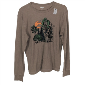 Old Navy Waffle Knit T-shirt Mens Medium Brown